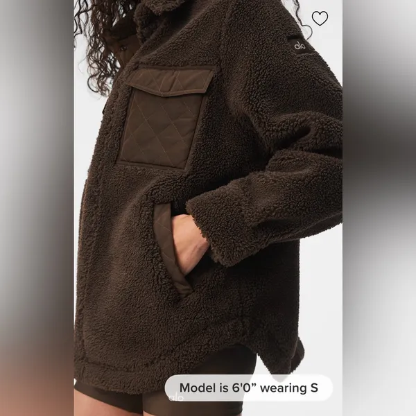 Alo Yoga NWT Plush Sherpa Edge Shacket in Expresso Button Down, Front Pockets S - Image 3