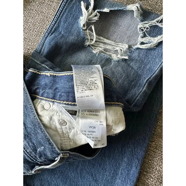 Levis Low Pro Straight‎ Jeans Womens 26 Distressed Medium Wash Blue Denim A0964 - Image 4