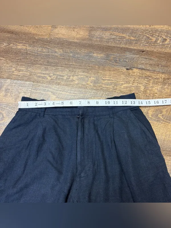 Abercrombie & Fitch Lined Black Linen Blend Pleated Shorts Women's Small Pockets - Image 5
