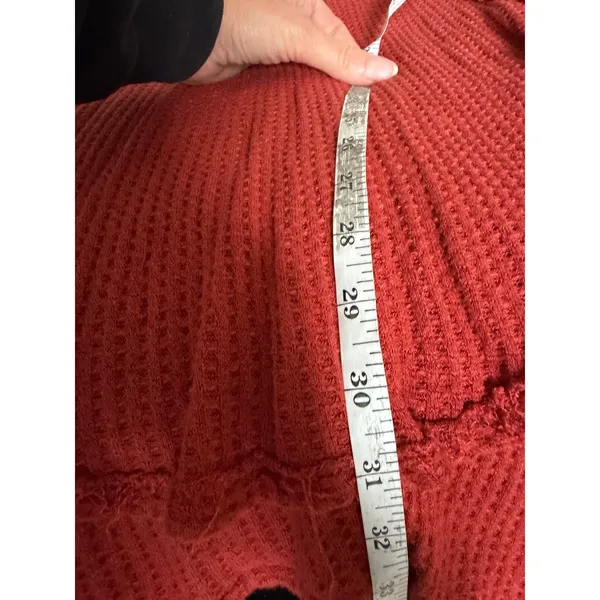 Free People Drippy Ventura Top Women XS Rust Waffle Knit Thermal Boho Red Orange - Image 10