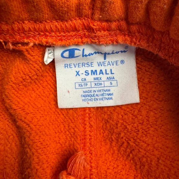 Champion Reverse‎ Weave Sweatpants Orange Fleece Joggers XS Mens Womens - Image 4