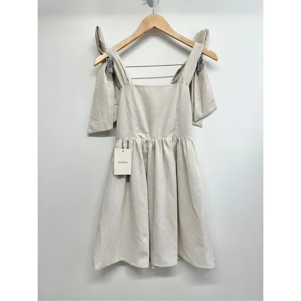 MIOU MUSE Dress Size Small Bow Tie A-Line Mini Linen Blend NWT‎ - Image 2