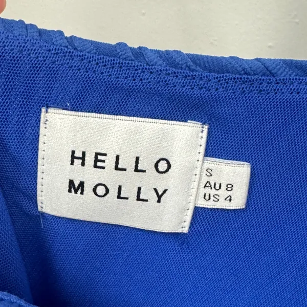 Hello Molly Blue One Shoulder Side Cutout Plisse Midi Dress US 4 S - Image 7