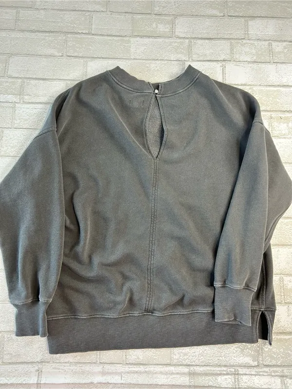 Aerie Oversized Black Sweatshirt with White Lace Bow Graphic Size XS - Image 3