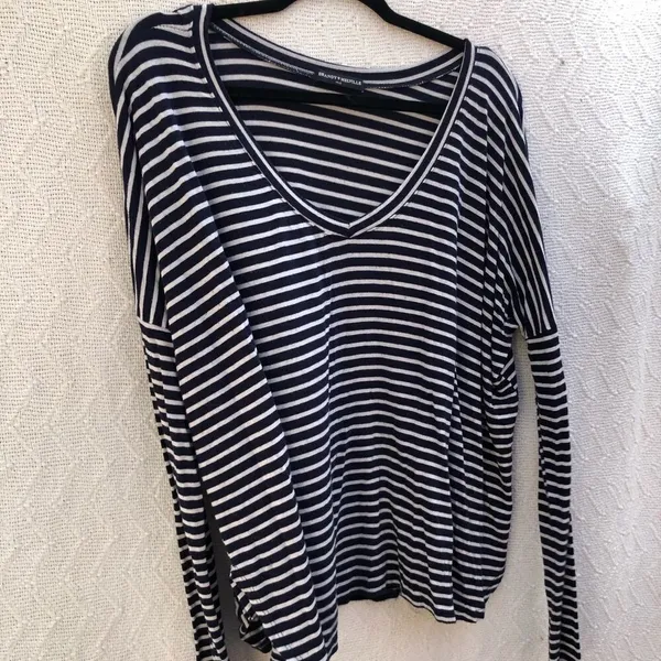 Brandy Melville‎ Navy Striped Shirt - Image 4