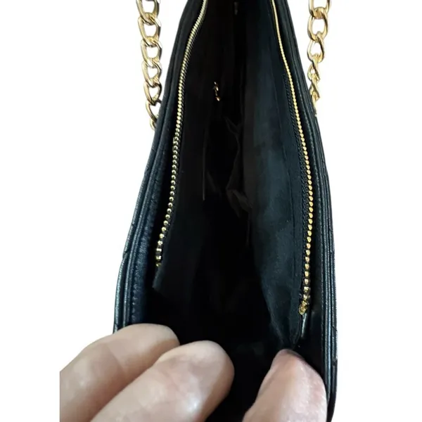 Badgley Mischka Black Quilted Tote Bag with Gold Chain Strap, One Size - Image 7