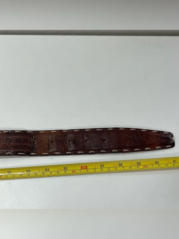 Brown Textured Leather Belt Firenze Made In Italy Brown 40'' Stitched Western - Image 6