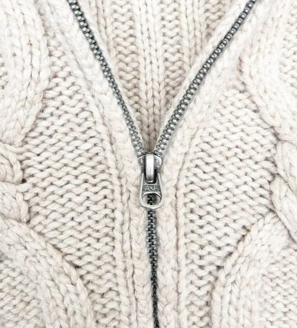 Abercrombie Cream Cable Knit Full Zip Sweater Sz S - Image 3