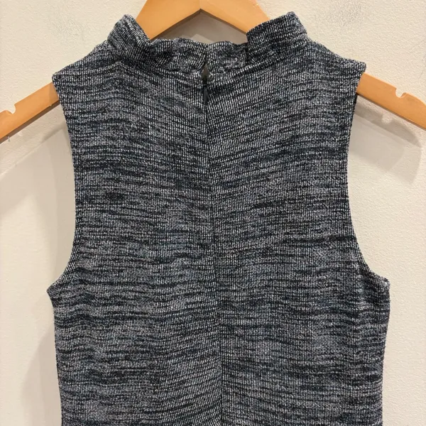 Ganni Pinnacle Dress Black Gray Space Dye Ruffle High Neck Pleated‎ Mini Twee S - Image 8