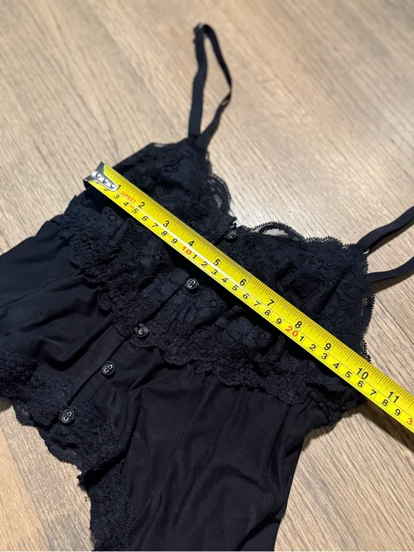 Free People X Hot As Hell Lace Black Button Up Cami: Size Medium - Image 7