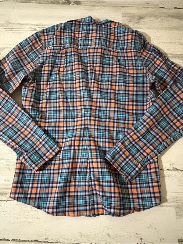 Frank & Eileen Orange and Blue Plaid Barry Cotton Button-Down Shirt - Image 6
