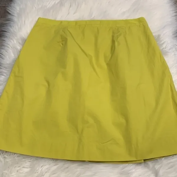 J. Crew pleated A-line side zip skirt chartreuse cotton poplin 6 - Image 7