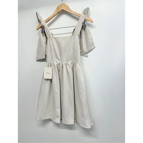 MIOU MUSE Dress Size Small Bow Tie A-Line Mini Linen Blend NWT‎ - Image 4