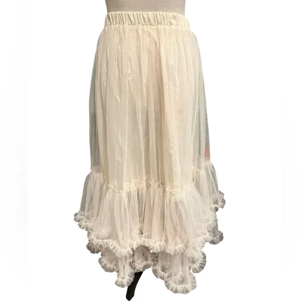 Cider NWT Voluminous mid Rise Layered Tulle Ruffle Hem Maxi Skirt whimsy fairy - Image 3