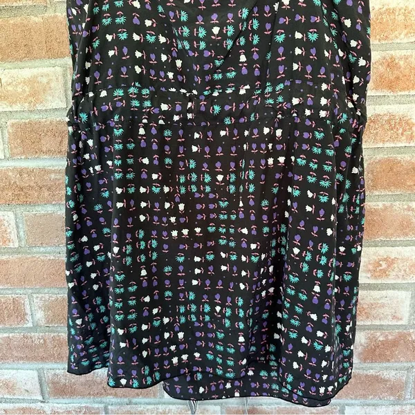 Anna Sui Anthropologie Silk Blend Mini Dress Women’s 8 Black Print - Image 8