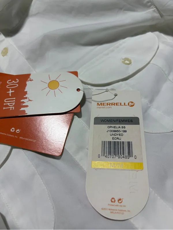 Merrell White Short-Sleeve Button-Down Shirt Ophelia medium - Image 7