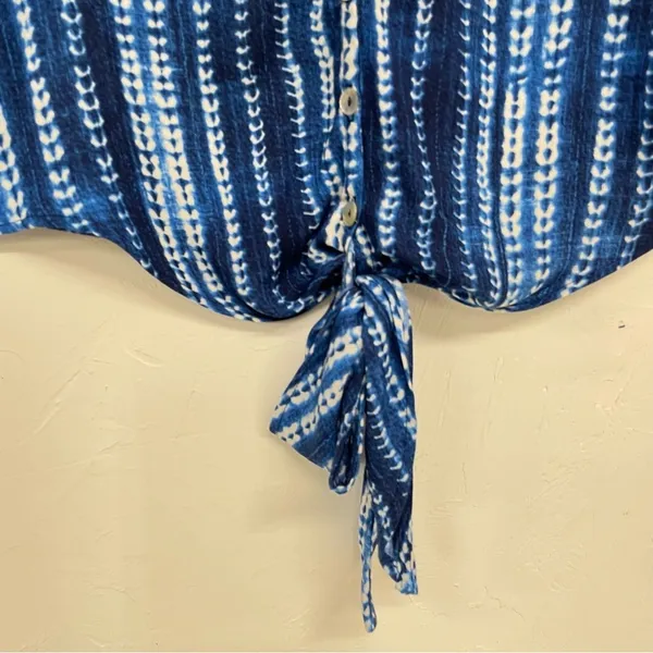 Show Me Your Mumu Blue Tie Dye Flutter Sleeve Button Down Blouse Womens S Casual - Image 4