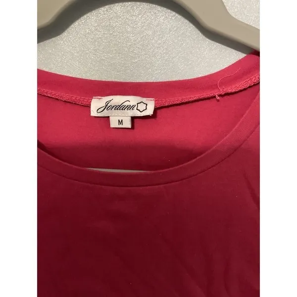 Jordann Womens Dress Pink Ruched Side Short Sleeve Knit Mini Size Medium - Image 4