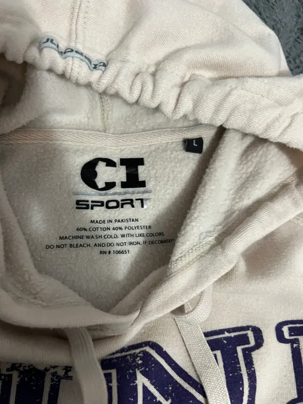 •UNI Panthers Hoodie White Size L - Image 3