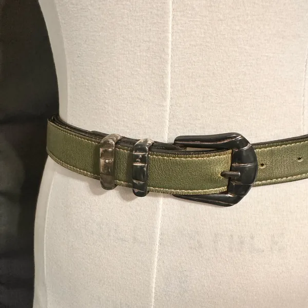 Belt Vintage Women's Leather Western Olive Green Designer Cowboy Unisex Classic - Image 10