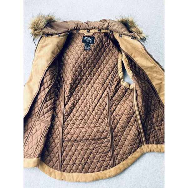 Goode Rider Equestrian Vest Womens Medium Removable Faux Fur Hood‎ Full Zip - Image 6