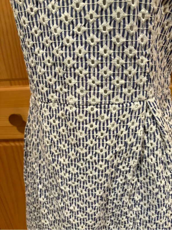 Brooks Brothers Broderie Anglaise Mini Dress Blue White Eyelet Embroidered Sz 10 - Image 5