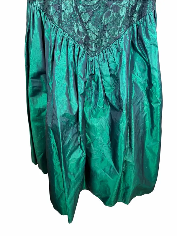 Lorelie Vintage Emerald Lace Tulle Bow Prom Dress Romantic Gothic Ethereal Sz 10 - Image 8