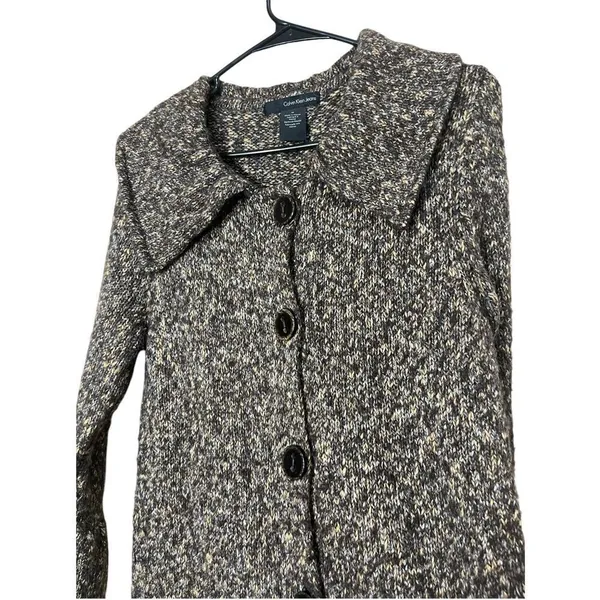 Calvin Klein Jeans‎ Brown Long Line Cardigan Sweater Dress Size M - Image 5