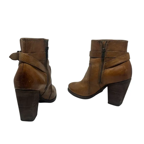 Frye Patty‎ Riding Bootie Brown Leather Harness Ankle Boots Heel Womens 7.5M - Image 11