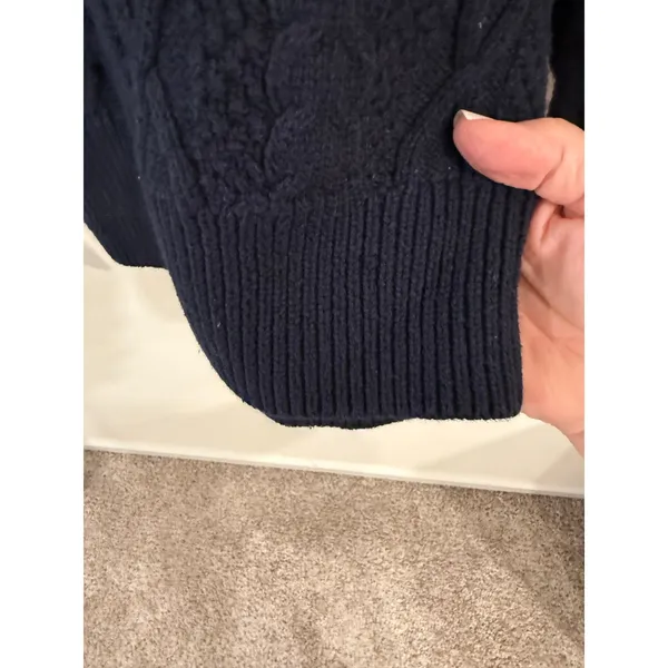 J.Crew Mercantile Cable Knit Crew Neck Pullover Sweater Blue Women's Size Medium - Image 4
