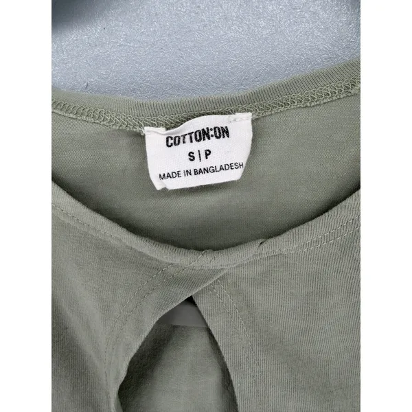 Cotton On Crop Top Women Small Sage Green Keyhole‎ Cutout Sleeveless Ribbed - Image 3