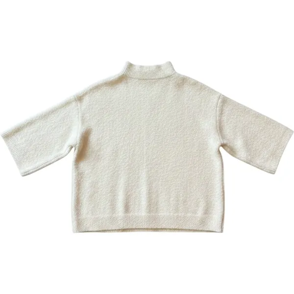 Abercrombie & Fitch Cream Eyelash Boucle Mock Neck Wide Sleeve Sweater Small NEW - Image 2