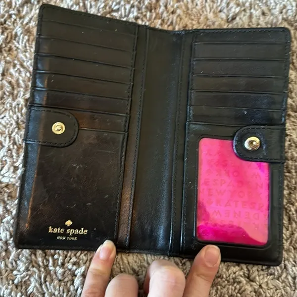 Striped black and white, shiny Kate Spade card wallet - Image 3