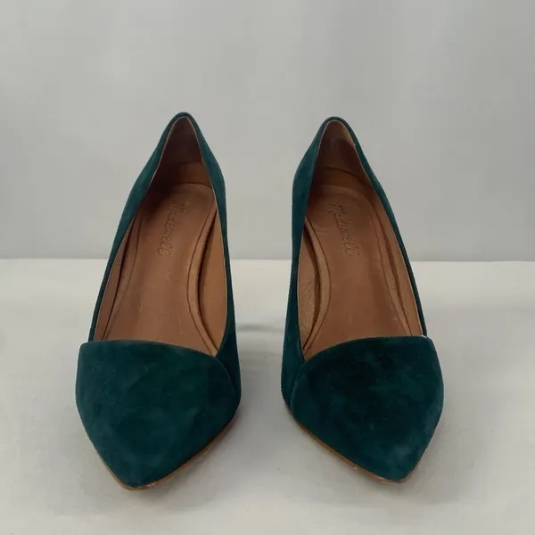 Madewell The Mira Suede‎ Point Toe Heels in Green Size 6 - Image 4