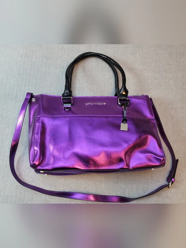 Younique Presenter Metallic Purple Tote Bag & Crossbody Strap NWOT - Image 3