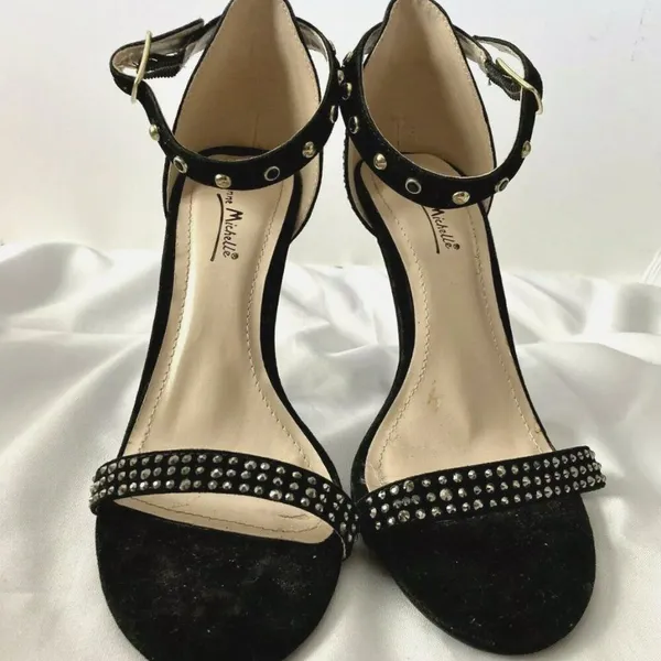 Anne Michelle Heels Size 7.5 Enzo‎ 44 Black Embellished - Image 2