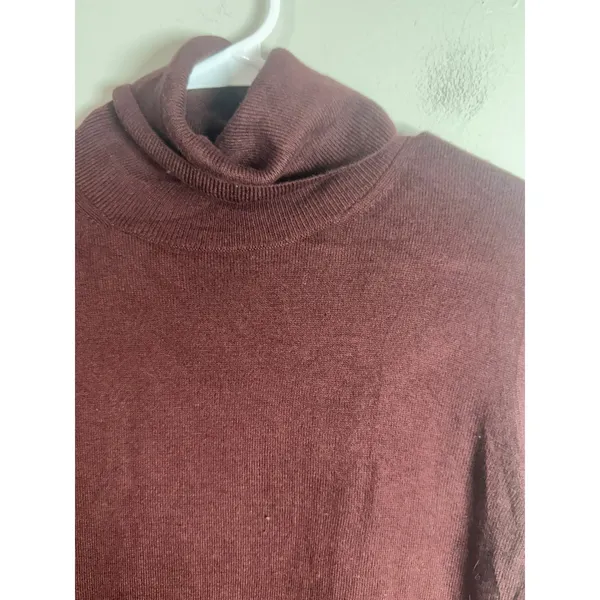 Banana Republic Womens Burgundy‎ Modal Cotton Blend Turtleneck Sweater Size M - Image 3