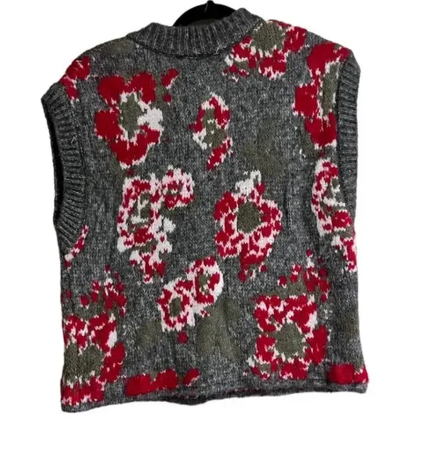 NEW ZARA Floral Jacquard Chunky Knit Vest Sleeveless Sweater BLOGGER FAV - Image 8