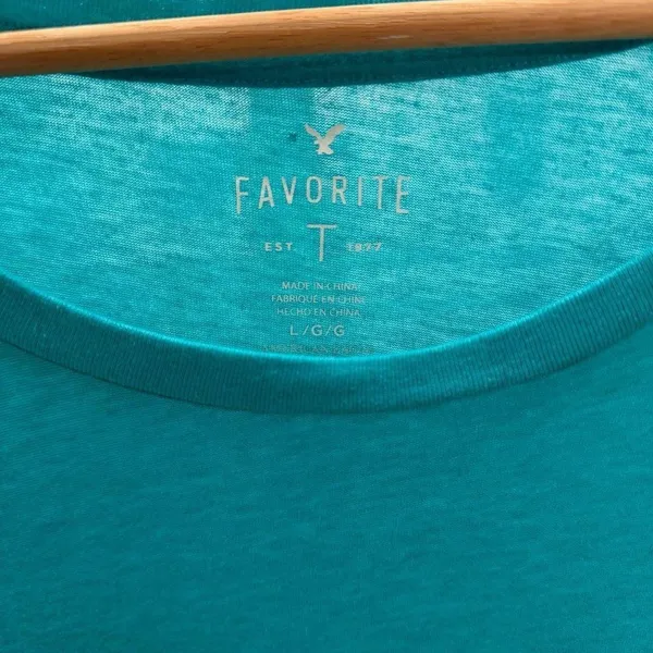 American Eagle Favorite T Teal Long‎ Sleeve Eagle Graphic Shirt Size L - Image 3