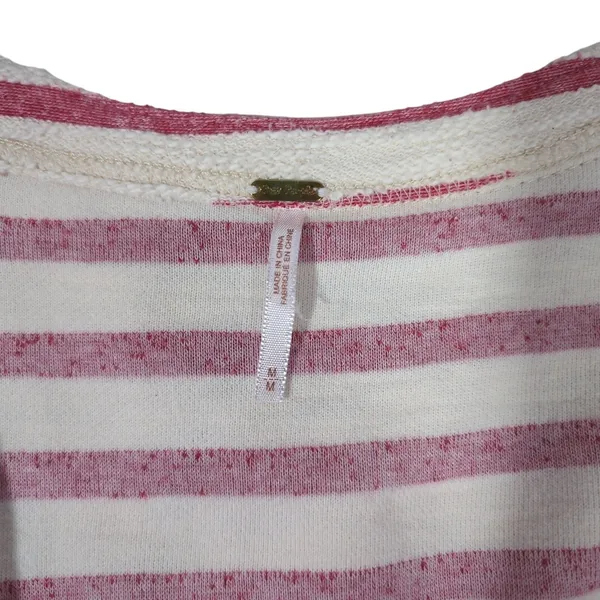 Free‎ People Striped Peplum Moto Jacket Womens M Pink White Zip Up - Image 6