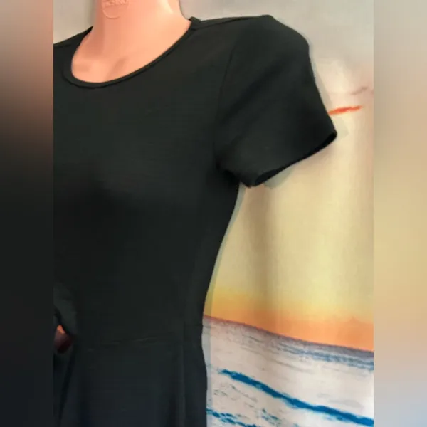 Abercrombie & Fitch Black Short Sleeve Tie-Waist Keyhole Button-Front Dress XXST - Image 3