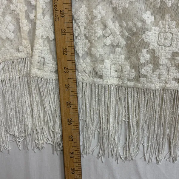 Forever 21 Sheer Kimono Cardigan Size‎ S Ivory Embroidered Fringe Boho Festival - Image 8