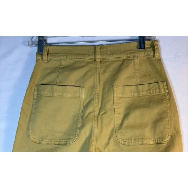 Madewell‎ Emmett Wide Leg Crop Pants Mustard Yellow High Rise Utility Size 26 - Image 4