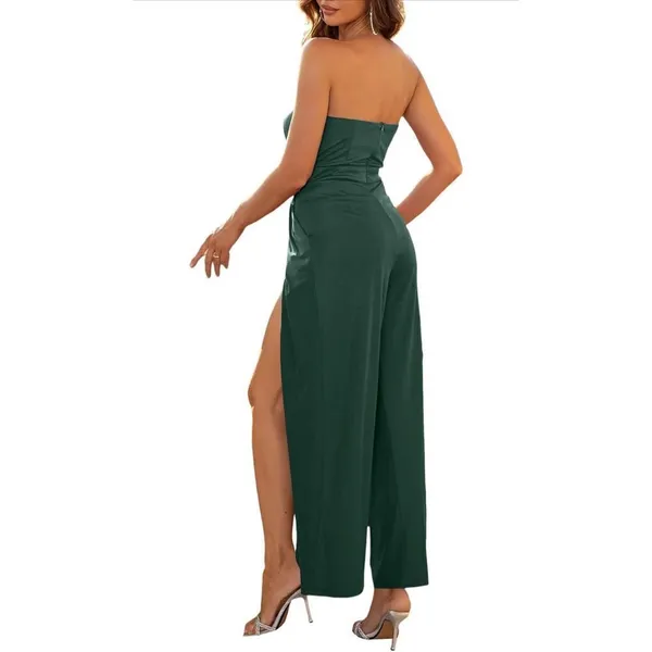 NEW Strapless Sleeveless High Split Wide Leg Jumpsuit L - Image 2