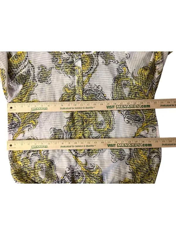 Ann Taylor Paisley Blouse Womens L Yellow Gray Sheer Used - Image 9