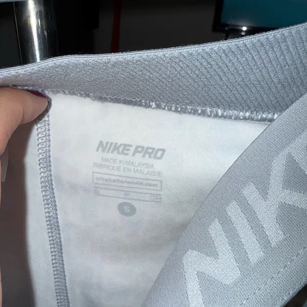 Nike Pro Light Gray Athletic Shorts - Image 3