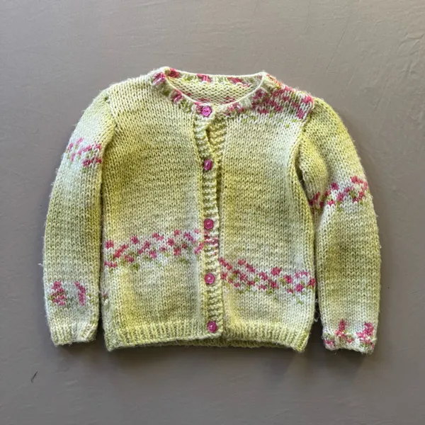 Handmade Vintage Cottage Core Hand Knit Cardigan Sweater - Image 5
