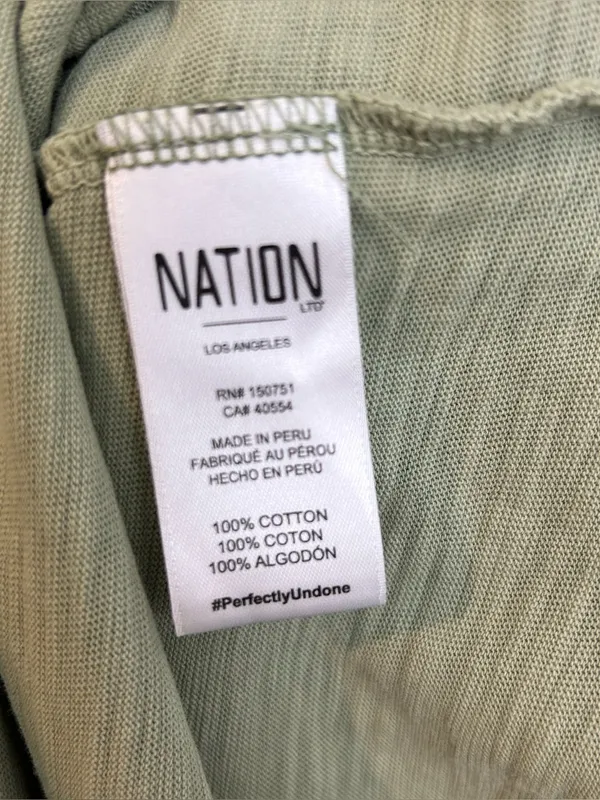 Nation LTD Lavi Tie Front Sage Green Cotton Maxi T-Shirt Dress Size XS - Image 11