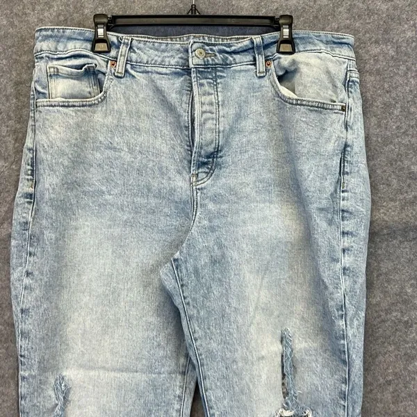 OLD NAVY Jeans Women's Size 18 Blue Denim Distressed OG High‎ Rise Straight Leg - Image 5