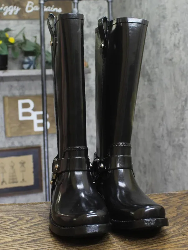 NWT Michael Michael Kors Womens Stormy Rain Boot Harness 40F2STFB5Q Black 8M - Image 9